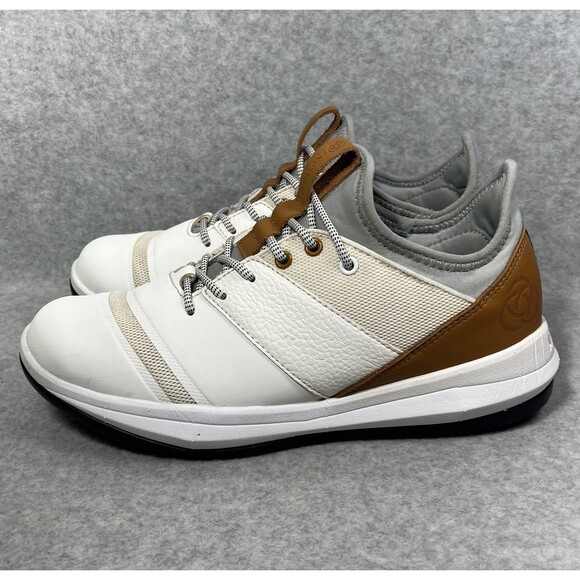 Athalonz EnVe‎ Golf Shoes Mens Size 8.5 White Tan Athletic Performance Spikeless - Picture 2 of 16
